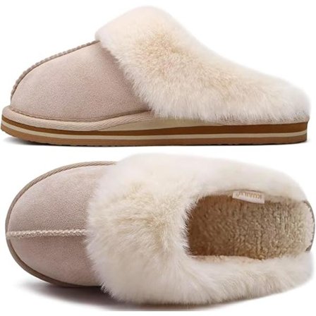 Dame Fluff Dual Memory Foam Hjemmesko Damer Hyggelige Svangstøtte Varme Hjemmesko Slip-on Komfortable Vinter Hjemmesko med Skridsikker Sål