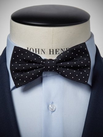 John Henric Men's Black Bow Tie Dot Size Pre-tied