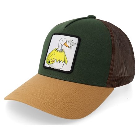BOOM - Green trucker Czapka Z Daszkiem - Silly Goose Smoke Patch Dark Green/Brown/Wheat A-Frame Trucker @ Hatstore