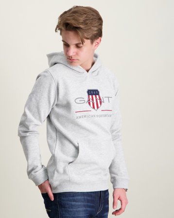 GANT Archive Shield Hoodie Grå Hoodies/Hættetrøjer Dreng - Kids Brand Store