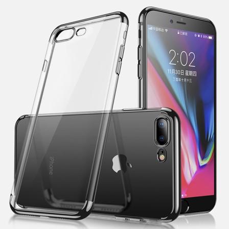 Galvanoitu TPU- case iPhone 7+/8+ kahdella näytönsuojalla. Black