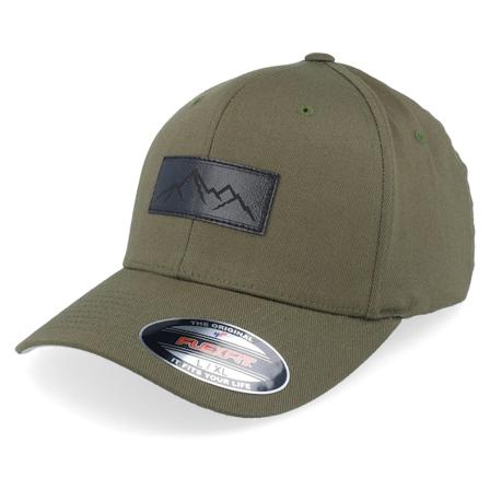 Wild Spirit - Small Box Mountain Patch Olive Flexfit Flexfit Green Cap - @ Hatstore