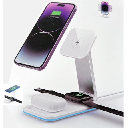Itanni 3-i-1 Trådlös Laddningsstation – MagSafe Snabbladdare för iPhone, Samsung & Fler