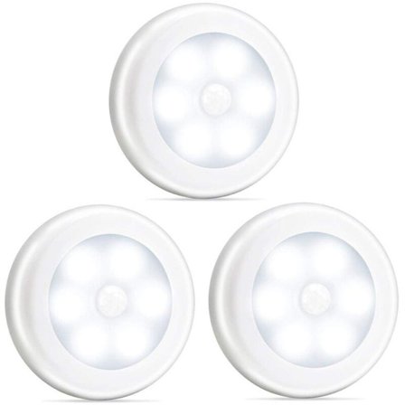 3-pack vit LED sportlampa - batteridriven, garderob/hylla/entré/garagebelysning