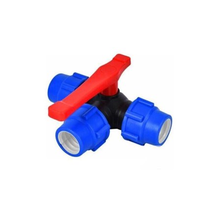 Avstengningskuleventil, 32 mm Treveis Kuleventil Rask Tilkobling PVC PE Rør Rask Bryter T-Kobling (Størrelse: 32 mm, Farge: blå svart tilfeldig)