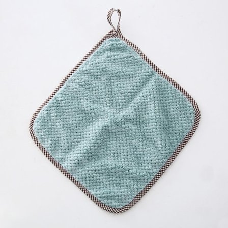 5 Pakker Hængende Koralsamt Tykke Klud, Dobbeltsidet Køkkenrengøring Opvaskeklud, Håndklæder (Grøn)