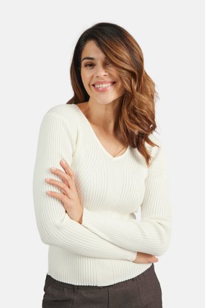 B. COPENHAGEN - Strik V-hals - Råhvid