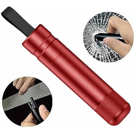 Mini bærbar bilrudehammer flugtværktøj glashammer sikkerhedsselekniv 2 i 1 med rød holder