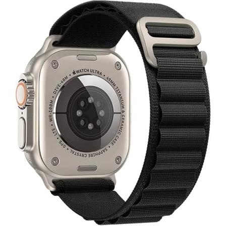 Nylonrem kompatibel med Apple Watch Ultra rem 49mm 45mm 44mm 42mm, Sportsrem til iWatch Ultra/8/7/6/5/4/3/2/1/SE, Sort