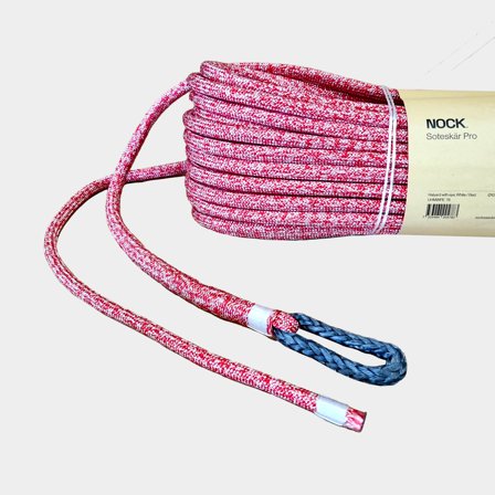 Fallina med naken ögla NOCK Soteskär Pro, UHMWPE 78-kärna, 32-flätat polyester-hölje, vit/röd, 45 meter x Ø12 mm