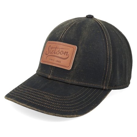 Stetson - Baseball Cap Co/Pes Leather Patch Adjustable Adjustable Brown Cap - @ Hatstore