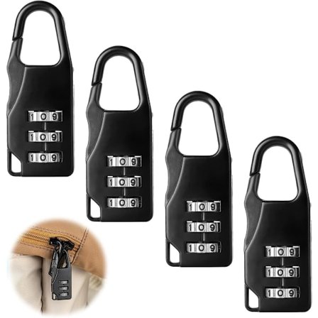 4 stk - Kombinasjonslås - mini sinklegering kombinasjonslås - 3 sifre