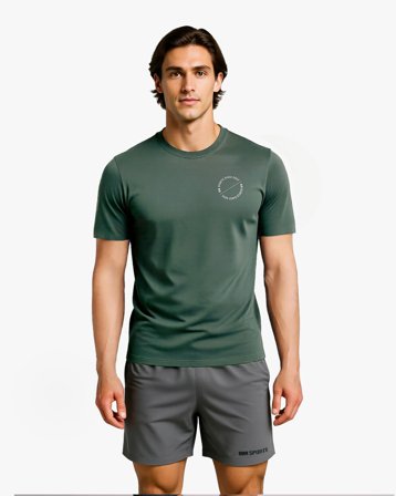 MM Sports Workout T-shirt Emblem, Faded Green - M