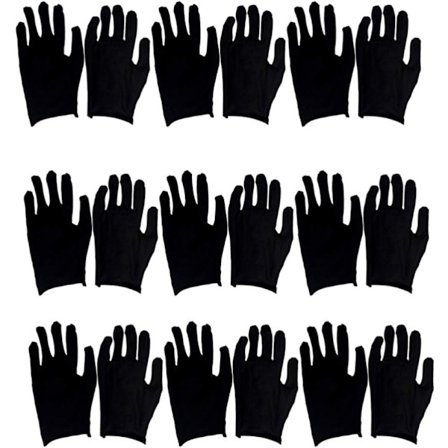 12 Par Återanvändbara Arbetsvantar i Bomull Vuxen Städhandskar Arbetsskyddshandskar För Industri Trädgårdsarbete M Svart