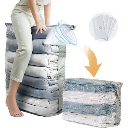 Cube Vakuum Opbevaringsposer til Tøj - 4 Pak (80×100×38cm) | Pladsbesparende Poser til Sengetøj, Puder, Dyner | 2-i-1 Ventil til Nem Kompression