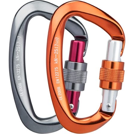 2 kpl karabiinihakaa [25KN] Alumiinikarabiinihaat kierteillä