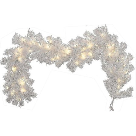 9 fot forhåndsopplyst hvit julekrans 2,7 m kunstige kranser med 30 LED-lys (FMY)