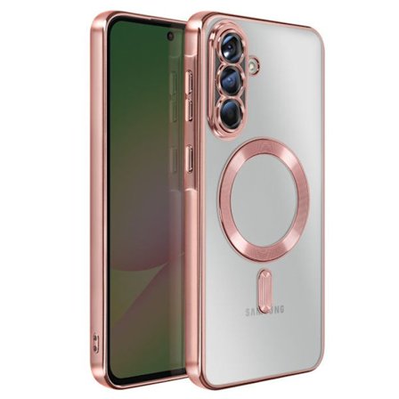 Coque til Galaxy A56 kompatibel med MagSafe med kromet rosa kant