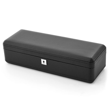Black Rounded Faux Leather Watch Case - 6 Watches for Men - Watch boxes