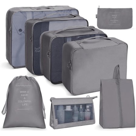 Travel förvaringsväska set Makeup Pack 8-delat set grå