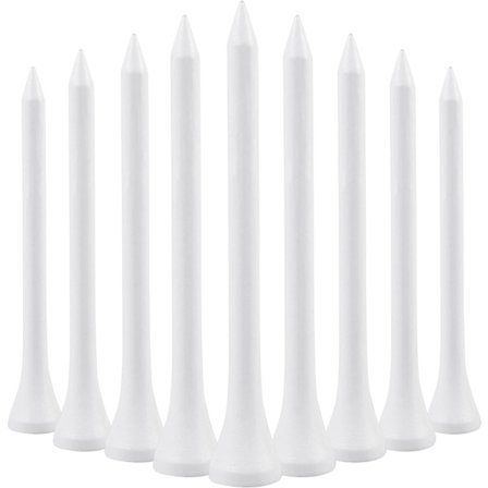 Pakke med 100 biologisk nedbrytbare XL hvite tre-golf-tees 70mm