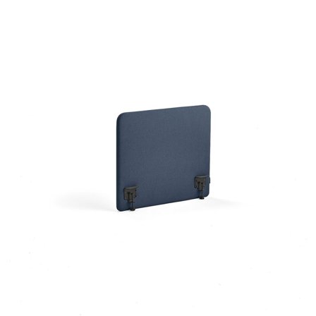 Desk screen ZONE, black brackets, 800x650x36 mm, fabric Hush, navy blue