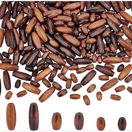 240 kpl Luonnonmukaisia soikeita puuhelmiä, värjättyjä välihelmiä askarteluun ja korujen valmistukseen