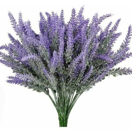 7 STK. Lavendel Kunstige Blomster Falsk Blomst Lilla Buske Grønt Busk Falsk til Blomsterbuket Krans Krukke Altan Terrasse Hjem