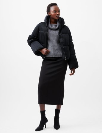 French Connection Dinara Crinkle Puffer - Black - L