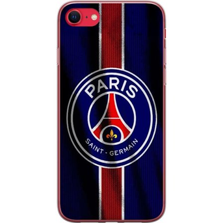 Kompatibel Mobilcover til Apple iPhone 7 Paris Saint-Germain-emblem med Eiffeltårnet i centrum, vertikal stribe i rødt og hvidt på blå tekstilstruktur