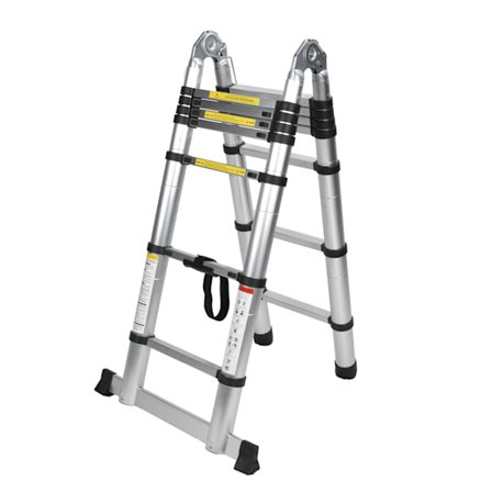4,4M Teleskopstige i aluminiumslegering, foldbar multifunktionel forlængerstige, 150 kg bæreevne