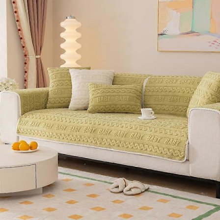 Nordisk Sofapute Tykkere Plysj Mykt Sofatrekk for Stue Sklisikker Vaskbart Sofahåndkle Ryggstøtte Teppe Hjemmeinnredning