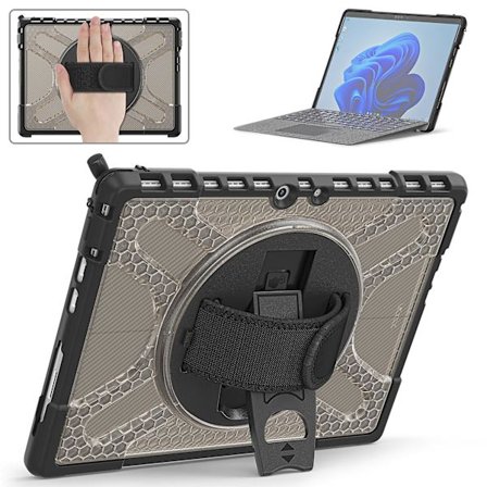 Unikt case för Surface Pro 8 med handrem, tangentbordsrem (inget tangentbord), justerbart stativ, kraftigt case, stötsäker,