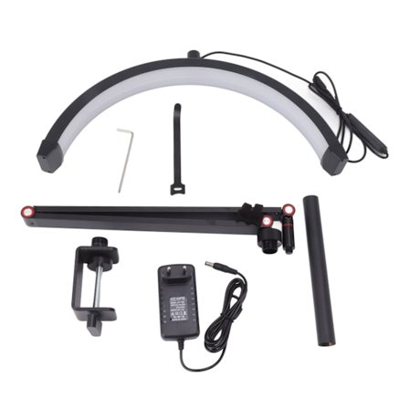 LED Half Moon Light Lash Bordslampa 360 grader Rotation 3 Färg 10 Kugghjul Dimbar ögonfransförlängning Beauty Fill Light 20W EU-kontakt 100‐240V