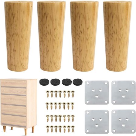4 st - 15 cm Möbelben Bord Trä Massiv avsmalnande Ersättningssoffa Med skruvar och halkskydd För TV-skåp, garderob, soffa,_yu