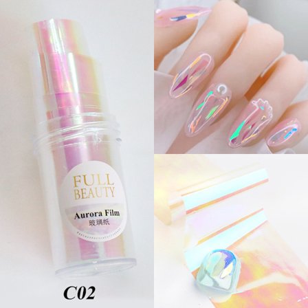 Nageldekorationer för Nail Art Aurora Paper Ins Magic Color Flaska Glaspapper Buttled Aurora paper-C02