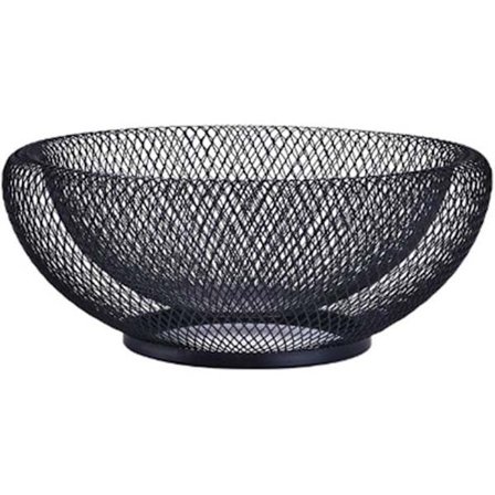 Metallnät Fruktkorg, Rund Svart/Guld Metall Frukt Grönsaker, Ägg, Bröd Förvarings Skål Hållare Stativ