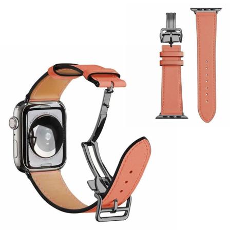 ægte læder sort spænde rem til Apple Watch Series 6 / 5 40mm - orange rød Orange