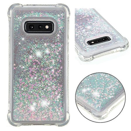 Kompatibel med Samsung Galaxy S10e Etui Glitter Flydende Transparent Glimtende Skinnende Bling Krystalklar Flydende Kviksand Cover TPU Silikon - Lys 