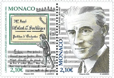 Monaco - Maurice Ravel 150 år - Postfrisk frimærke