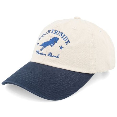 Wild Spirit - Beige unconstructed Keps - Countryside Montana Washed Stone/Navy Dad Cap @ Hatstore