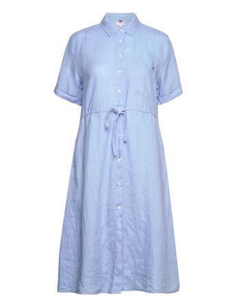 Linen Midi Dress Ss Dresses Shirt Dresses Blå Tommy Hilfiger*Betinget Tilbud