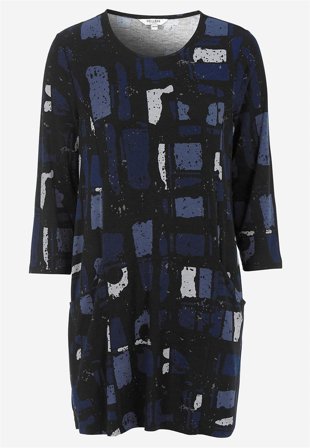 Cellbes of Sweden - Trikåtunika med fickor - blå / svart / mönstrad - för damer - 42/44