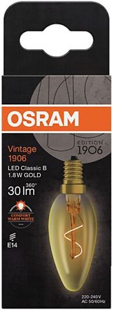 OSRAM Led Dekorasjonspære E14 30lm Gold Varmere Lys
