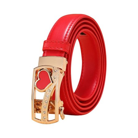 Belte i ekte skinn Automatisk spenne midjebånd RØDT LOVE HJERTE
