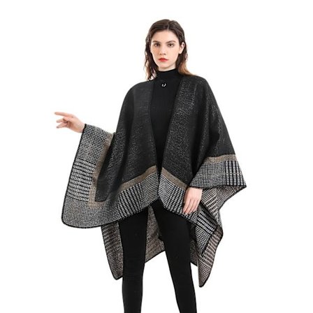 Dame Varme Åbne Foran Sjal & Wraps Elegante Cardigan Poncho Kappe Frakke