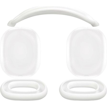 Beskyttelsessett for AirPods Max, hodebånddeksel + TPU-veskebeskyttelse + silikon øreputetrekk, svettebestandig tilbehør, lett vaskbart, ripebestandig