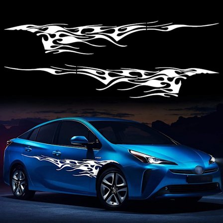 2 stk. 261 cm flammer grafikk bil karosseri side klistremer flamme racing