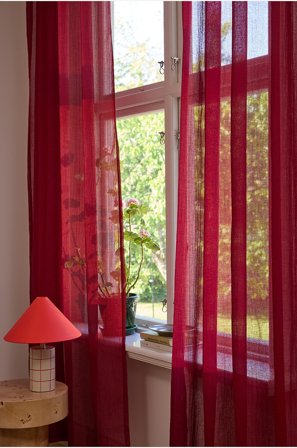 Jotex - Gardin Med Multifunksjonsbånd 2-pakke Vinrød - CAISA - Kjøp Multifunksjonsgardiner hos Jotex