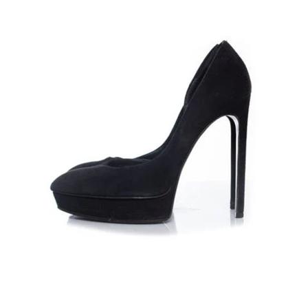 Saint Laurent Vintage Pre-owned Suede heels , Zwart , Dames , Maat: 38 EU Vintage Schoenen